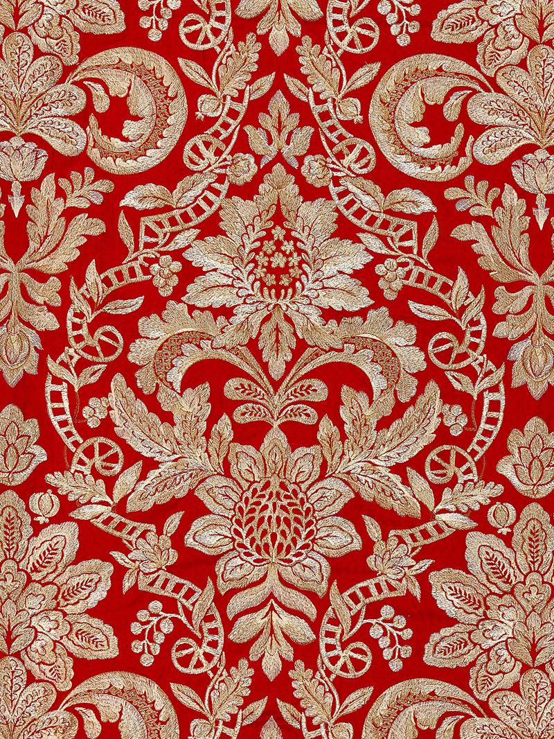 Scalamandre Fabric SC 000327086 Elizabeth Damask Embroidery Carnelian