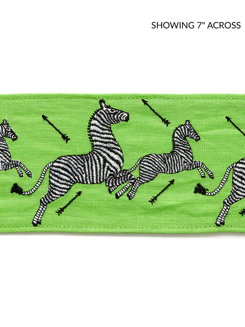 Scalamandre Fabric SC 0007T3332 Zebras Embroidered Tape Lime