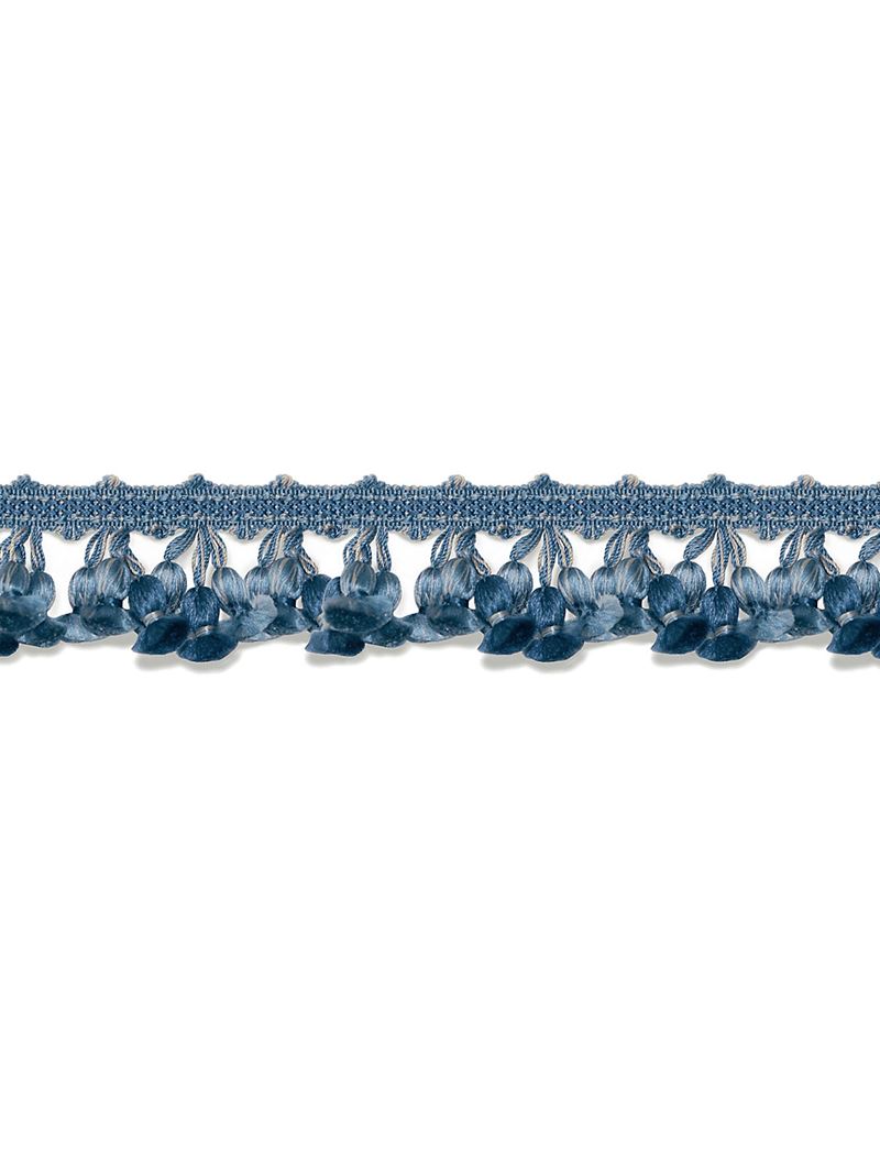 Scalamandre Fabric SC 0012FT1103 Newport Tassel Fringe - Silk Med Blue Dk Blue & Grey