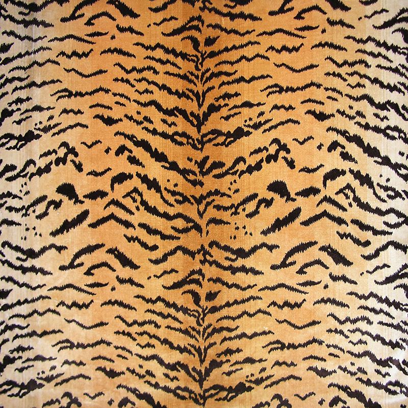 Scalamandre Fabric YS 00010691 Tiger - Silk Brown On Gold